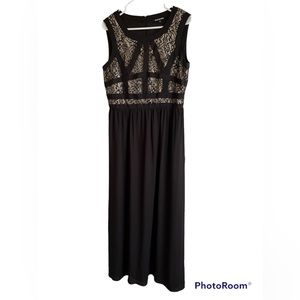 GIANNI BINI | evening dress with black lace over nude size 10
